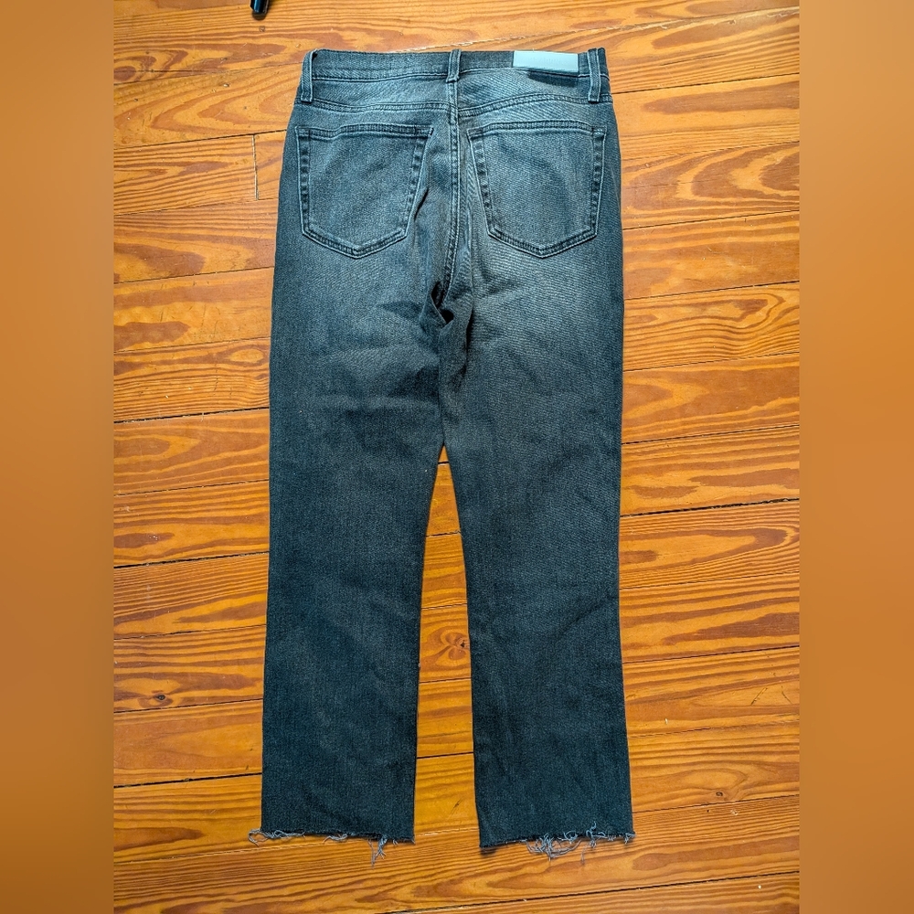 RE/DONE High Rise Crop Straight Jeans Raw Hem Black Size 28 - Picture 5 of 5